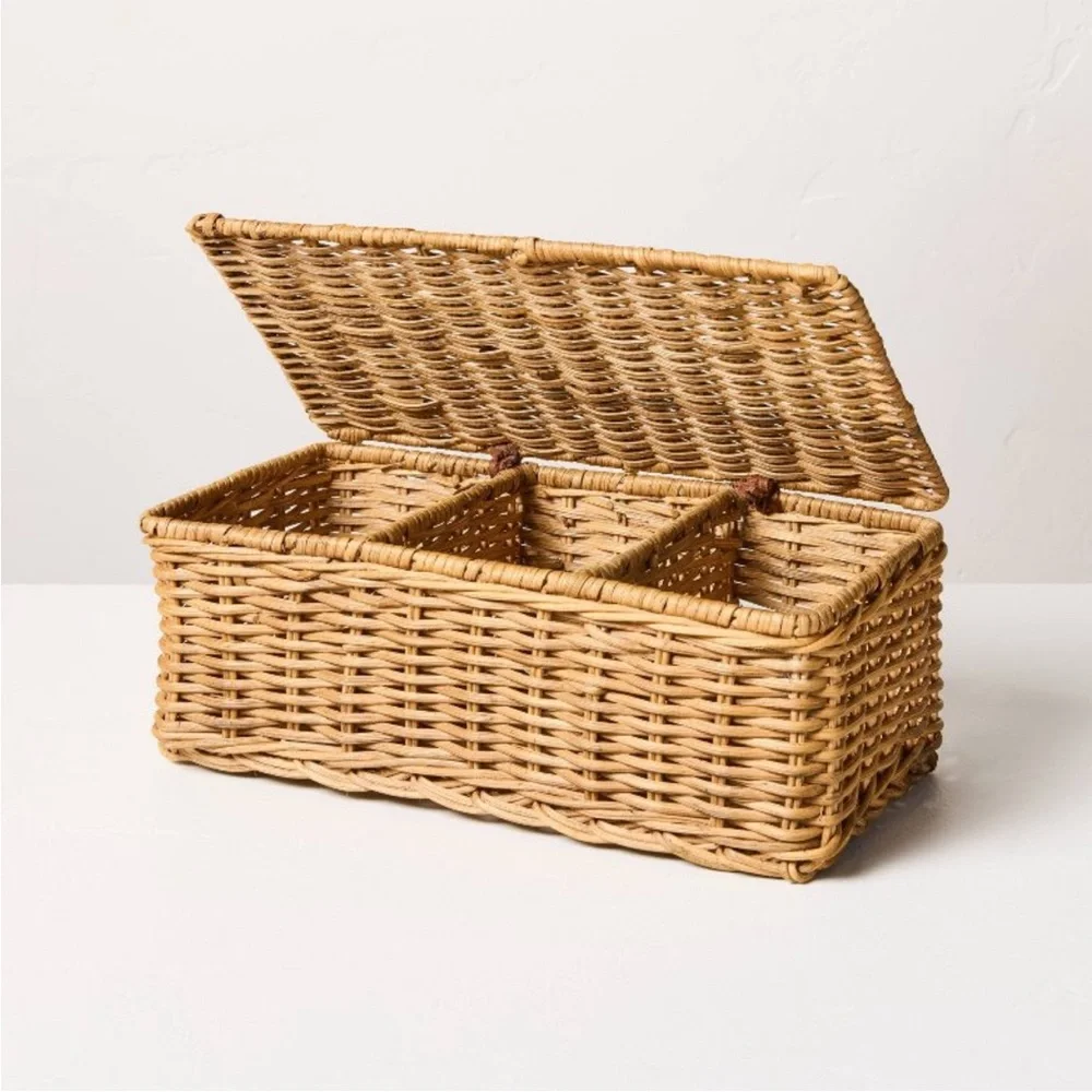 Small Rattan Storage Basket with Lid  - Hearth & Hand™ with Magnolia